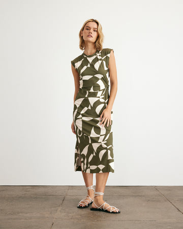 Tanya Taylor | Aurora Dress | Fern/ivory Midi Dress - 3x Tanya Taylor | Aurora Dress | Fern/ivory Midi Dress - 3x