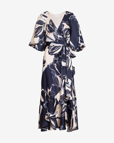 Tanya Taylor | Blairine Dress | Maritime Blue/cloudy Blue Multi Midi Dress