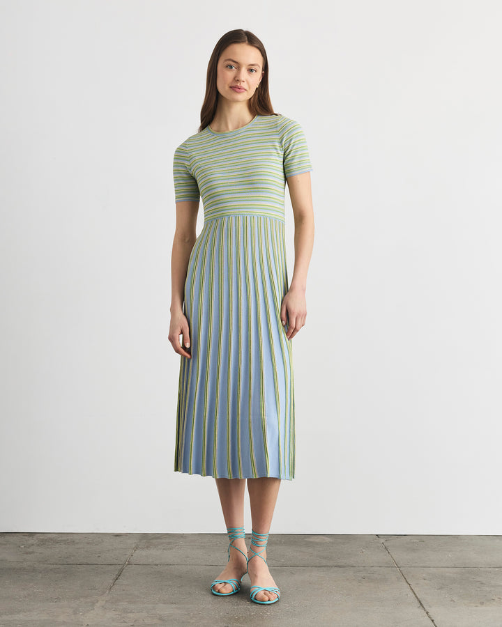Tanya Taylor | Emilia Knit Dress | Powder Blue Multi Stripe