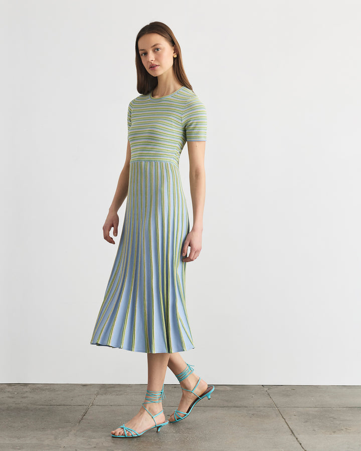 Tanya Taylor | Emilia Knit Dress | Powder Blue Multi Stripe