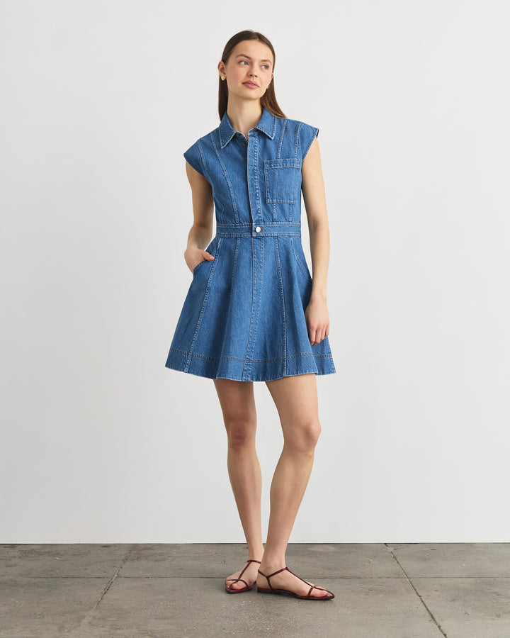 ann taylor denim dress Tanya Hailey | Blue | Size 14 Choose Your Flavor:Vanilla lemon buttercream dressy casual attire men 100% cotton C_DRESS_MIDI