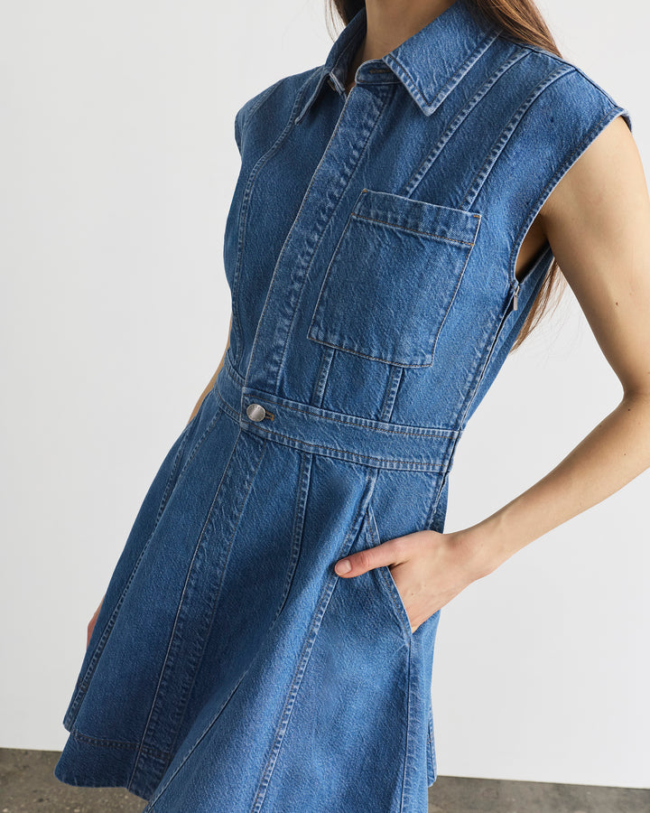 Tanya Taylor Hailey Denim Dress | Blue | Size 14