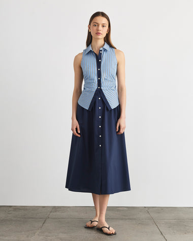 navy blue and white shirt dress Hannah Dress – Tanya Taylor