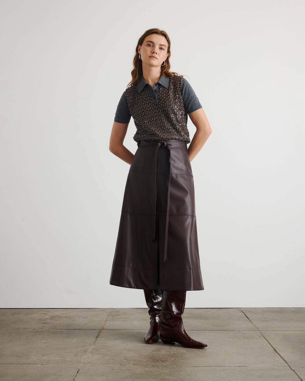 knee length dresses for ladies Tanya Taylor - Tanya Taylor Ella Dress in Oxblood 2 main image 1