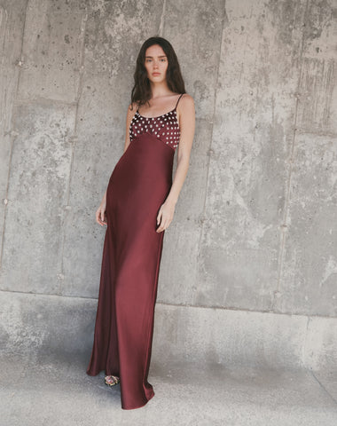 ophelia dress burgundy Our Ophelia Dress is ready for colder days, now with longer sleeves in two colors: Burgundy Red and Black Pansy. What color Ophelia would you love to wear in the future?