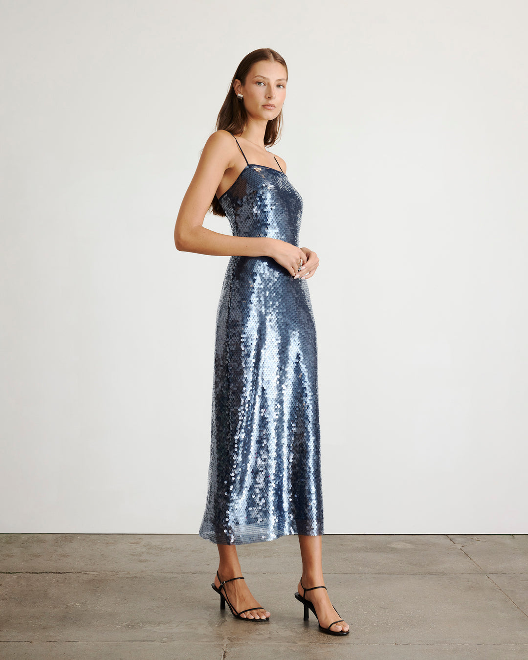 silk dresses midi Jappy Silk Dress Blue