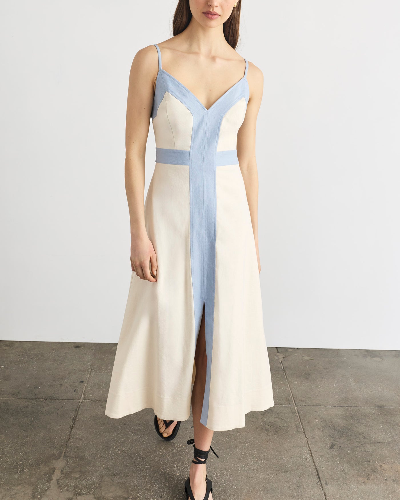 blue cream dress Tanya Taylor Madden Midi Size:XL - 38 coolmax from brunch to vacations Blue Maid of Honour