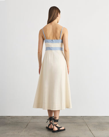 Madden Dress in Cream & Powder Blue 12