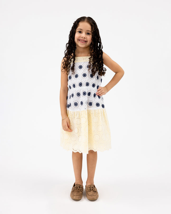teddy mini dress Tanya Taylor | Mini Teddy Dress | Yellow/navy Multi Kids Dress