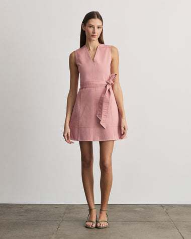 pink sleeveless mini dress Tanya Taylor | Reina Dress | Rose Quartz Denim Mini Dress