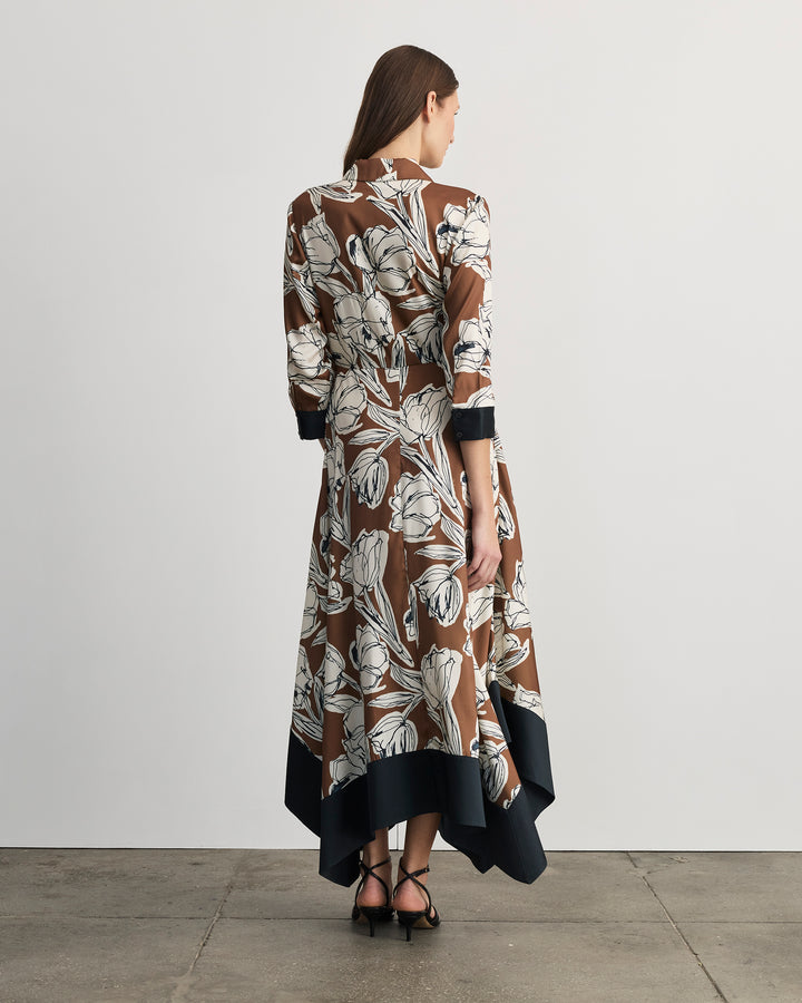 selene midi dress Tanya Taylor | | Acorn Multi Size:Size N0 Swatch:#4b597a Women's Black faux leather Fitted bodice with asymmetrical