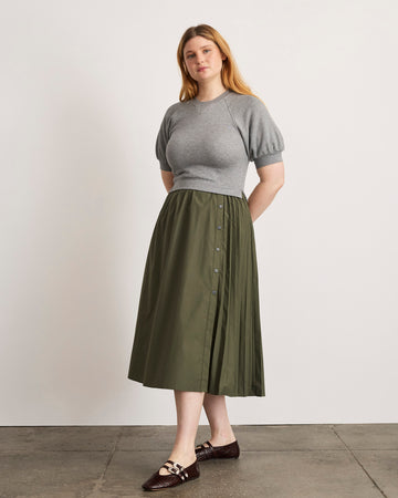 Tanya Taylor | Shayna Dress | Heather Gray/army Midi Dress - 1x Tanya Taylor | Shayna Dress | Heather Gray/army Midi Dress - 1x