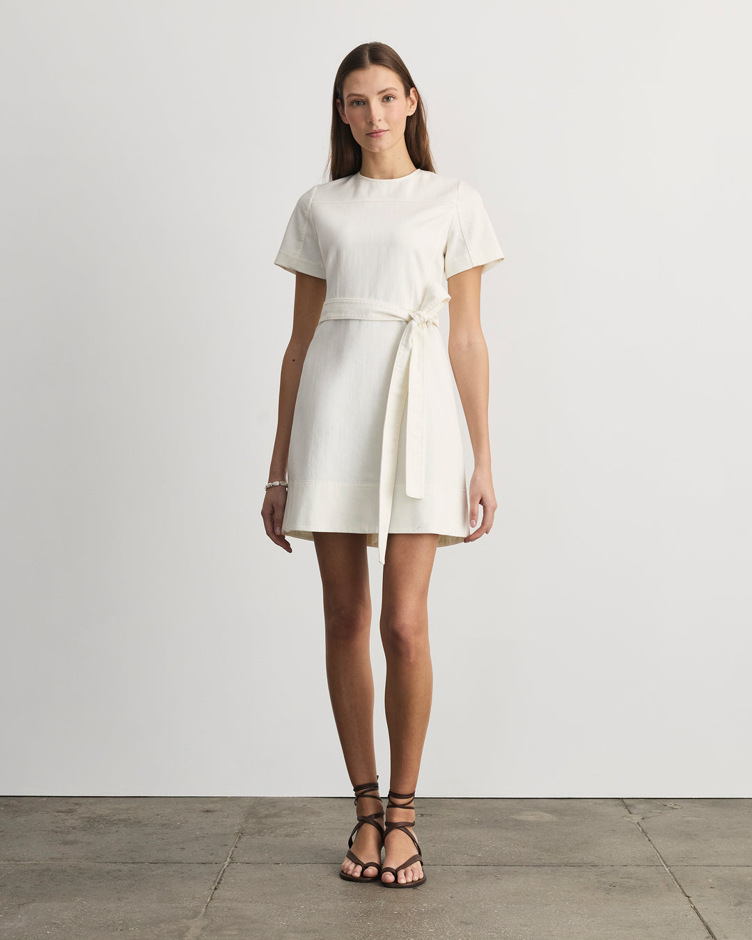 white christmas dresses White Front Zip Denim Mini Dress