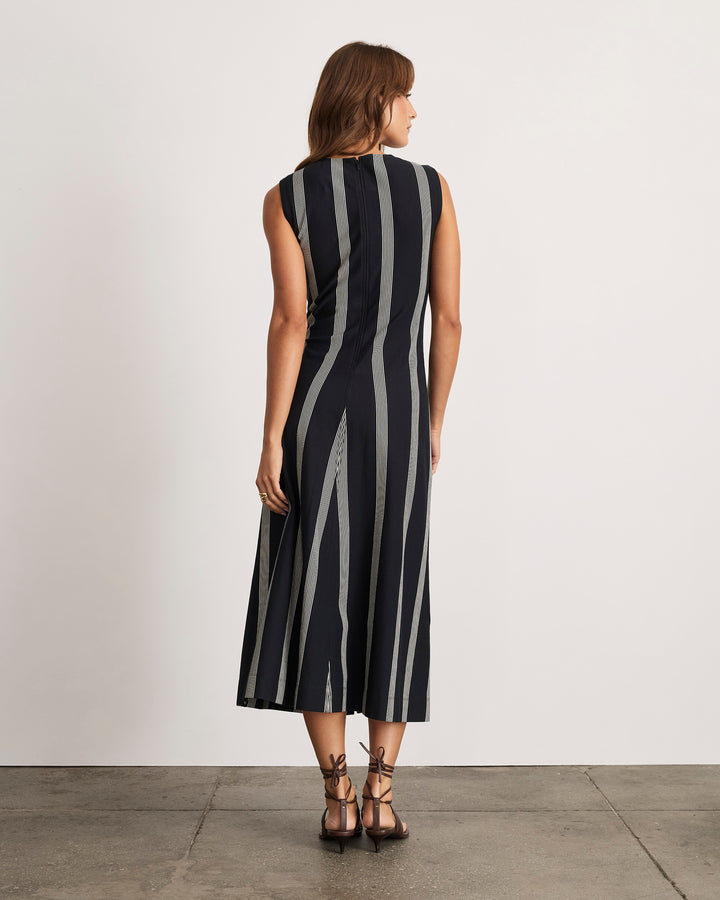theo drape midi dress Theo Dress in Black & Cream XXS