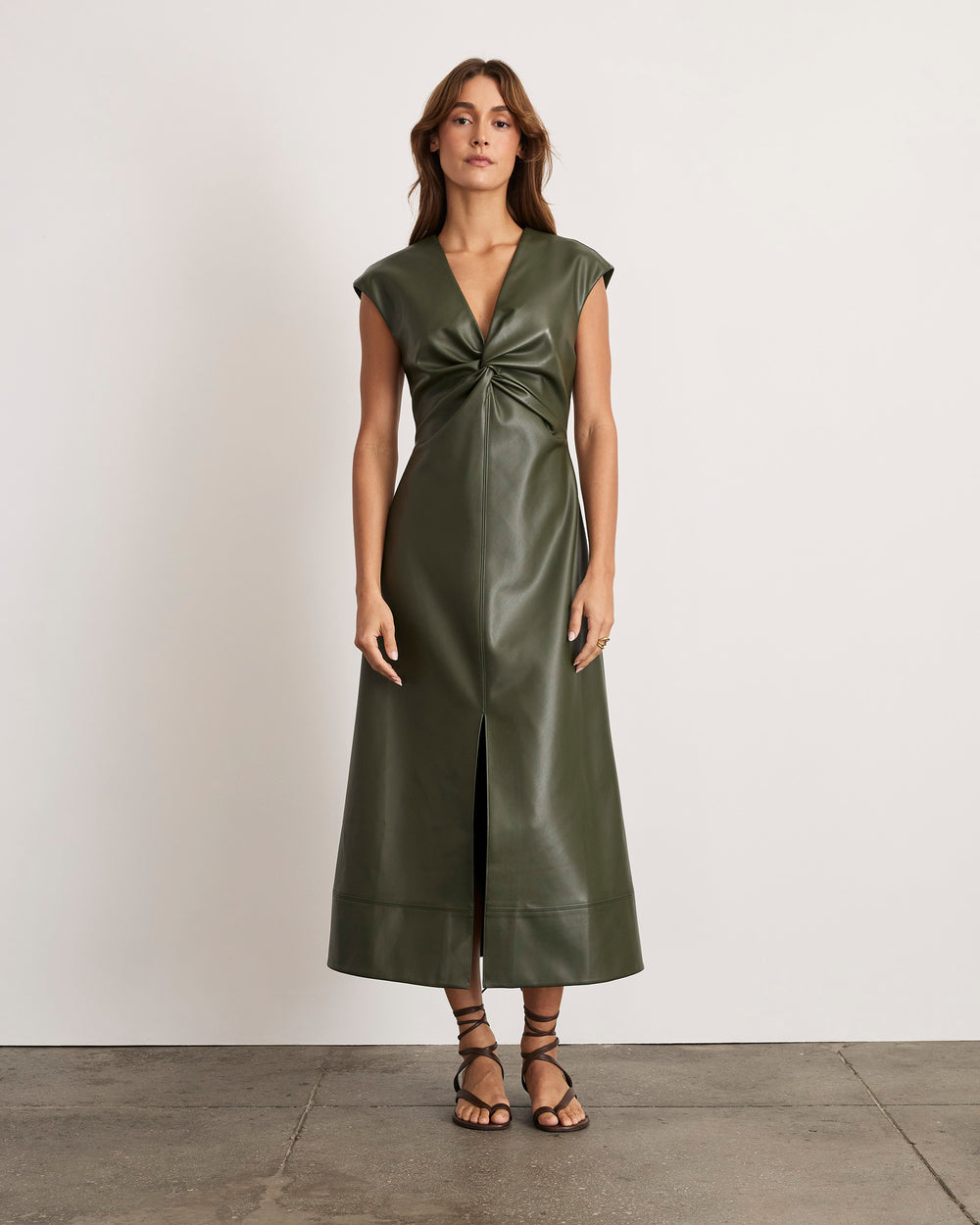 knee length dresses for ladies Vegan Leather Sleeveless Mini Dress