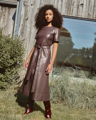 princess polly baby blue dress Burgundy Faux Leather Midi Skirt by Jason Wu x RTR main image 1