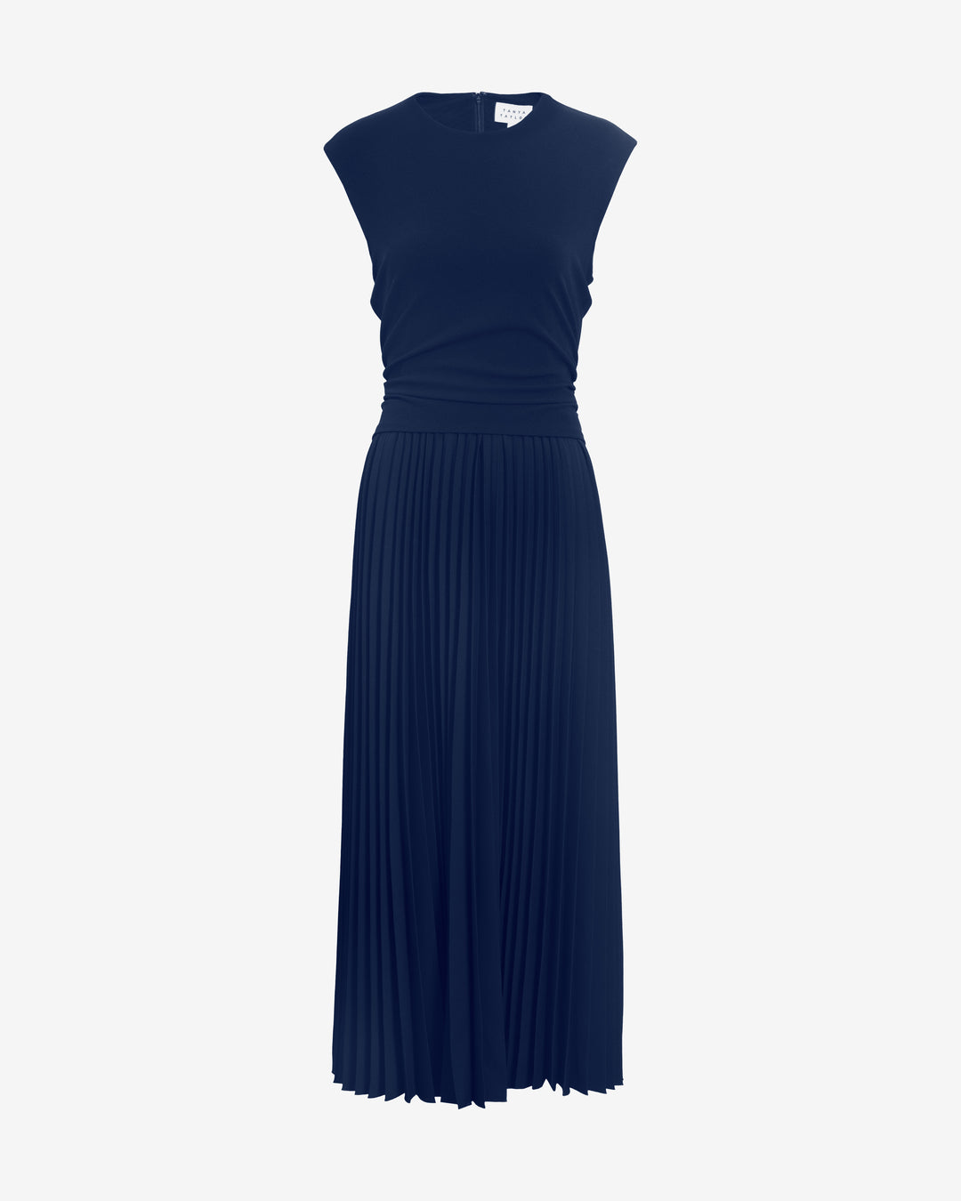 navy blue pleated midi dress Tanya Taylor | Carly Dress | Navy Blue