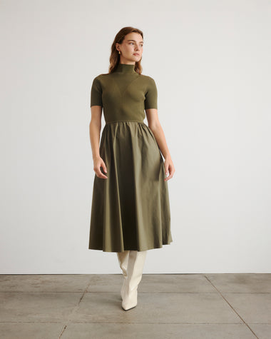 Tanya Taylor | Teresa Knit Dress | Olive Green Midi Dress - L Tanya Taylor | Teresa Knit Dress | Olive Green Midi Dress - L