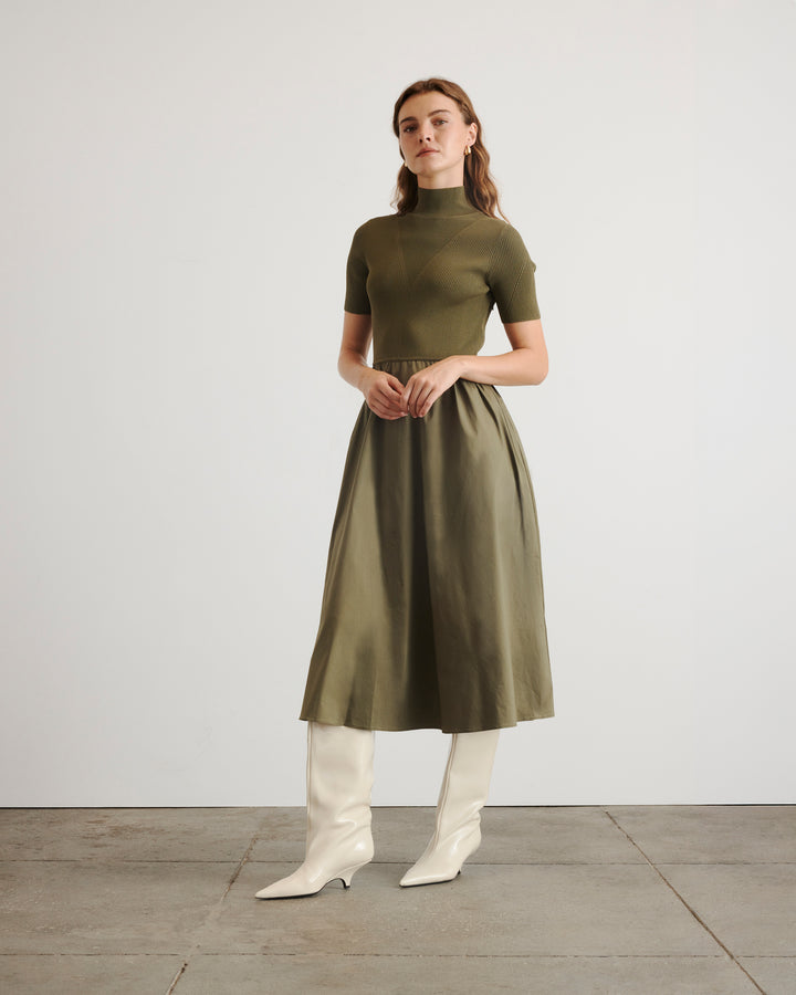 long brown knit dress Ribbed Knit Midi Sweater Dress main image 0