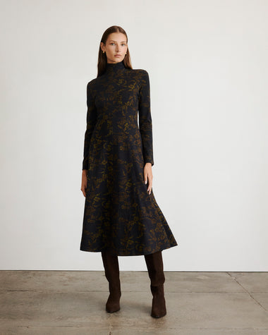 green and black long sleeve dress Vintage Dress Green Plaid A-Line Long Sleeves Dress with Belt, Green / L main image 1