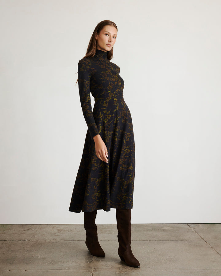 Thea Dress in Black & Forset Green Multi 3x Thea Dress in Black & Forset Green Multi 3x
