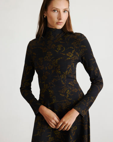 Thea Dress in Black & Forset Green Multi 3x Thea Dress in Black & Forset Green Multi 3x
