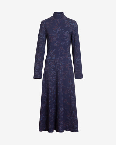 Tanya Taylor | Thea Dress | Maritime Blue/mahogany Multi Turtleneck Midi Dress