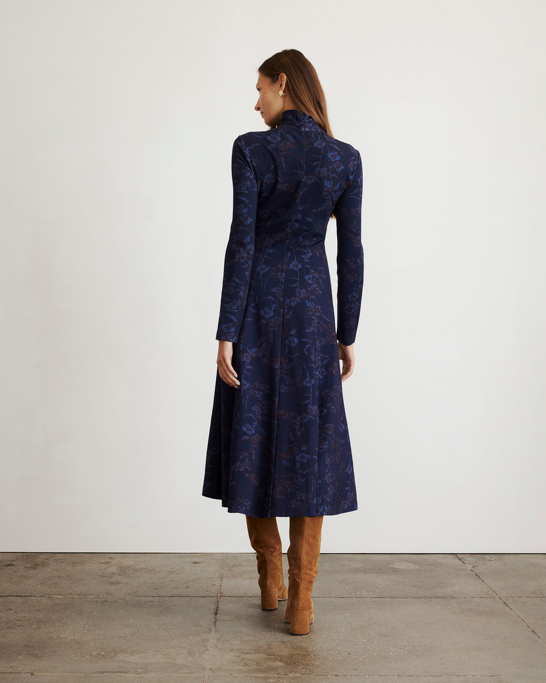 Tanya Taylor | Thea Dress | Maritime Blue/mahogany Multi Turtleneck Midi Dress - S