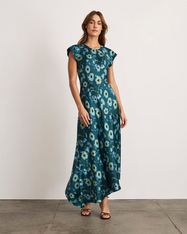 taylor dresses green floral Vintage Long Dress