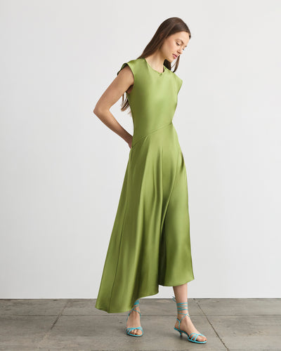 green sleeveless midi dress Violeta Dress
