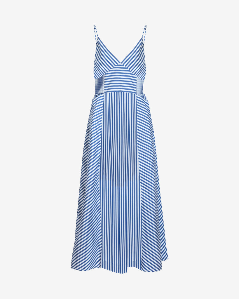 Tanya Taylor | Vivien Dress | Optic White/french Blue Stripe Midi Dress
